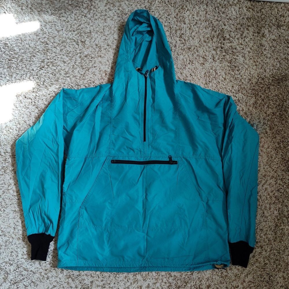 Woolrich Windbreaker Sz L Teal Long Sleeve Hooded Jacket - Picture 2 of 11